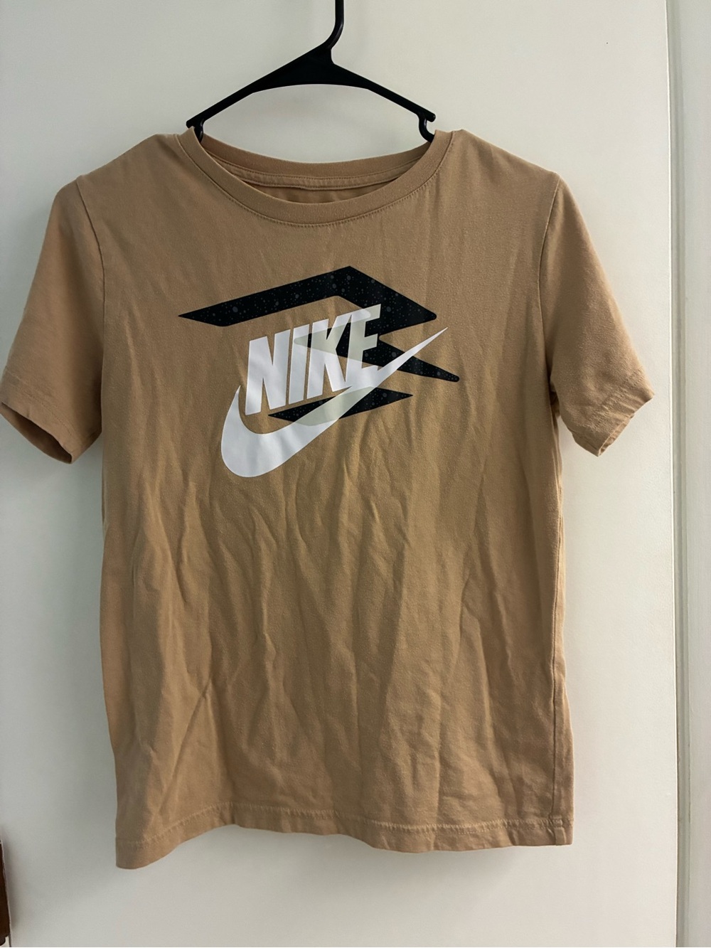 Nike Tan Short Sleeve Tee with Black & White Logo